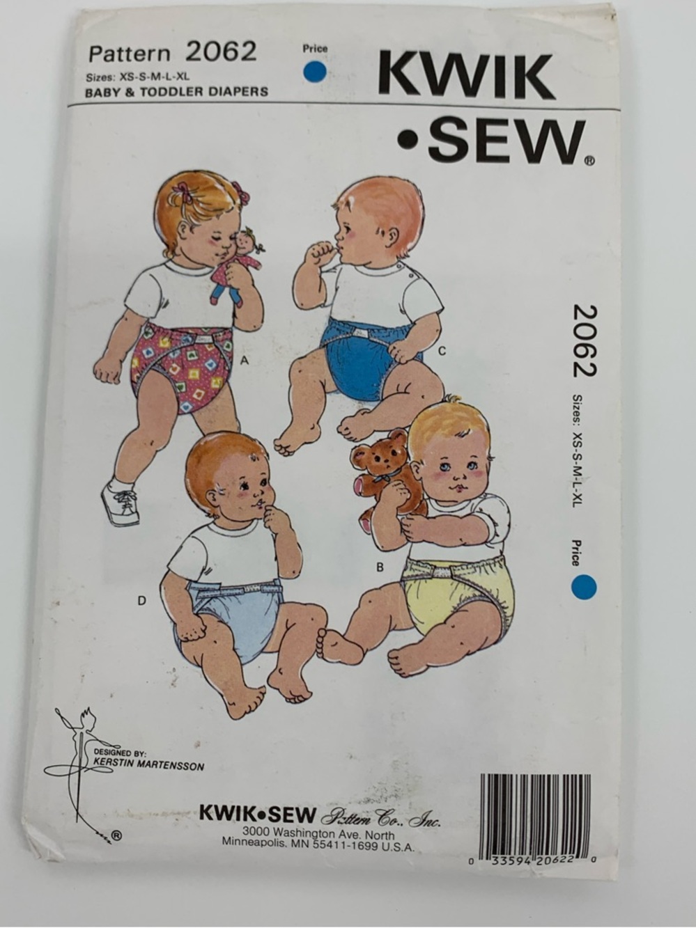 KWIK•SEW Baby & Toddler Diaper Cover Sewing Pattern - White